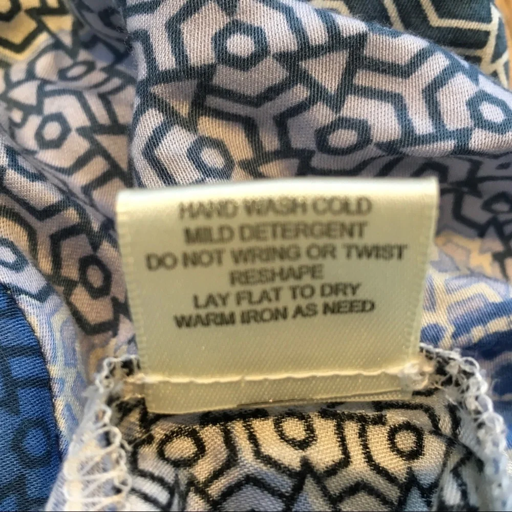 Lovestitch Geometrical Blue Wrap Long Sleeve Geometric Print Top Small - Picture 7 of 7